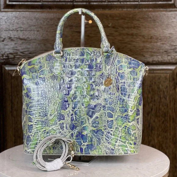 Brahmin Large Duxbury Satchel Green Viper Melbourne Handbag NWT - Picture 1 of 6